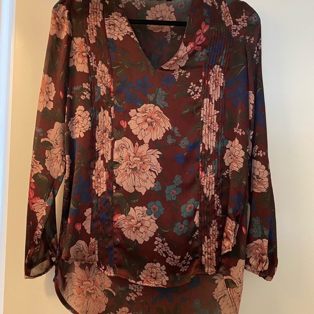 Zara Floral Blouse - Burgundy and Pink